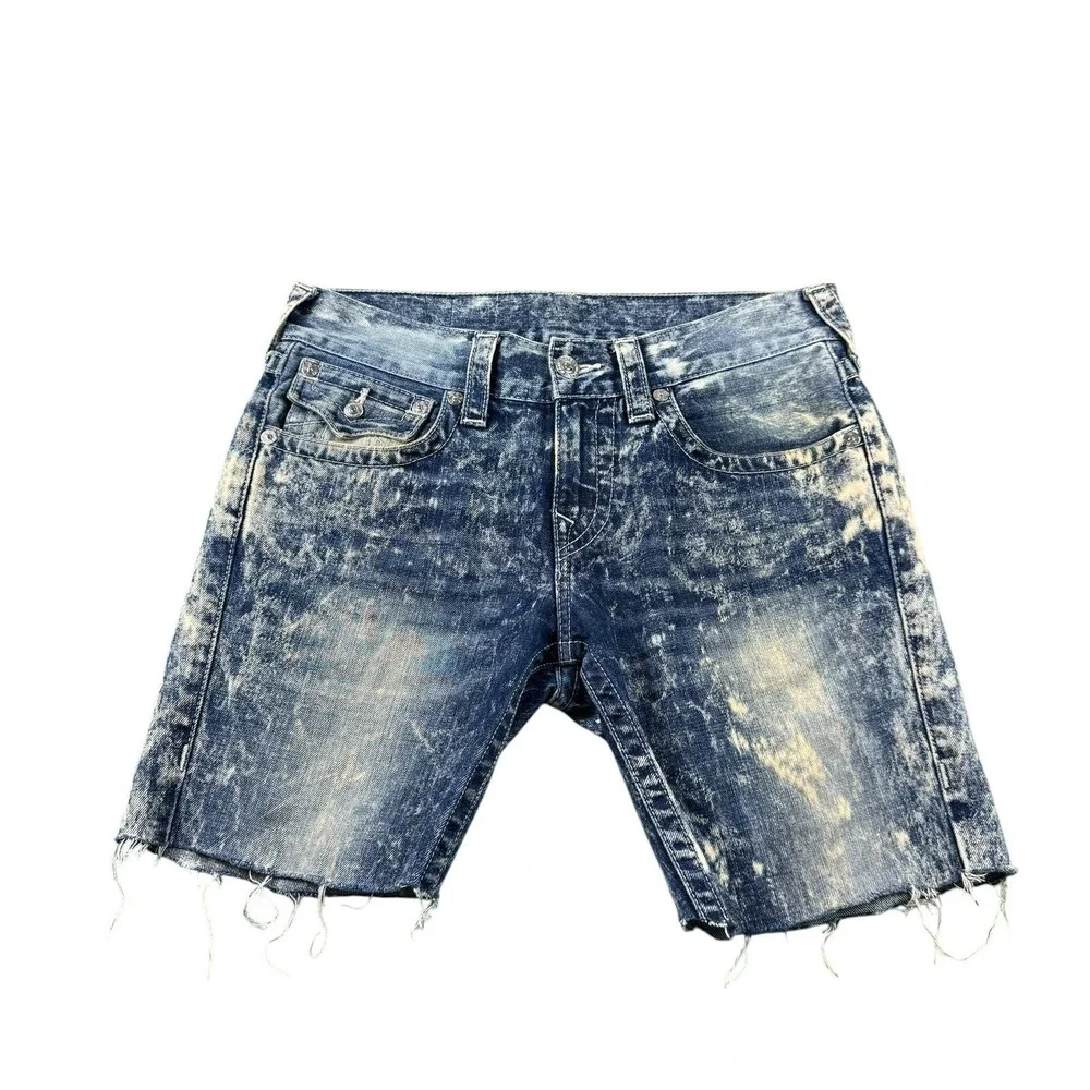 True Religion Bleach Wash Distressed Mens Jean‎ Short Size 30 Excellent
